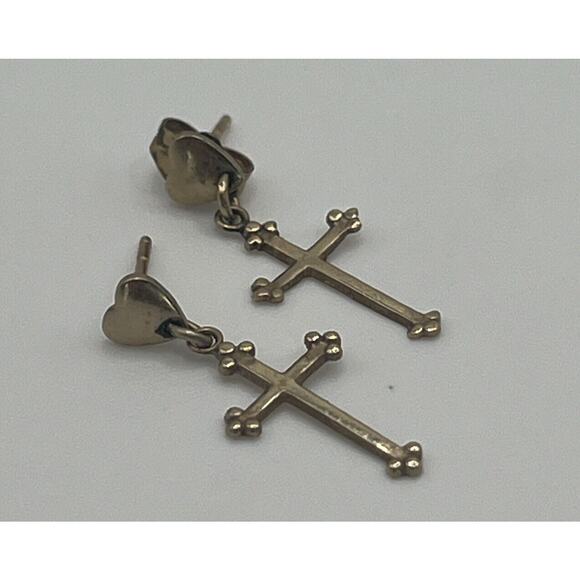 PPC 10k GF Cross Dangle Earrings - Picture 1 of 4